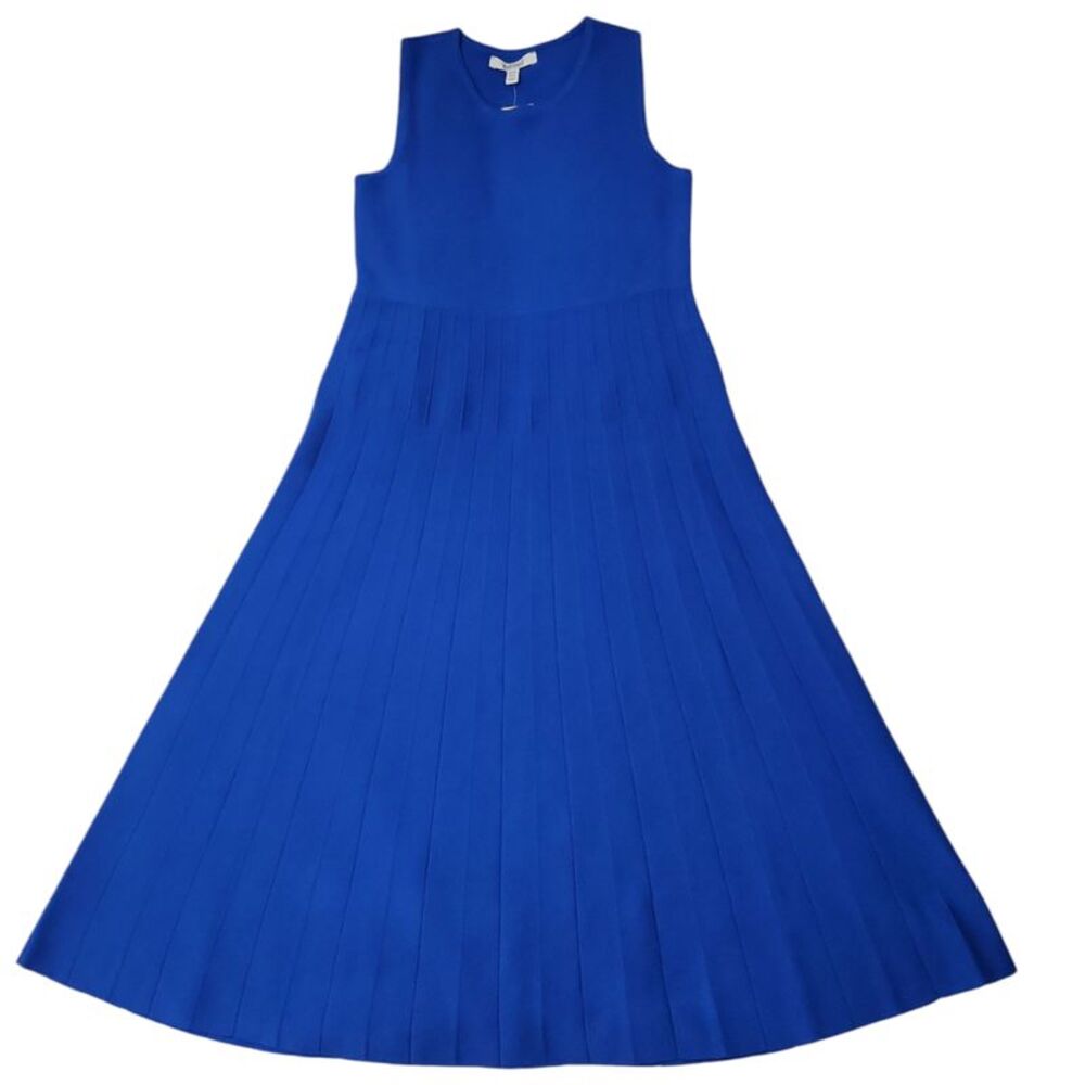 Sleeveless Royal Blue Pleated  Dress - Picture 3 of 8